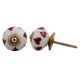 White Red Hearts Ceramic Knob